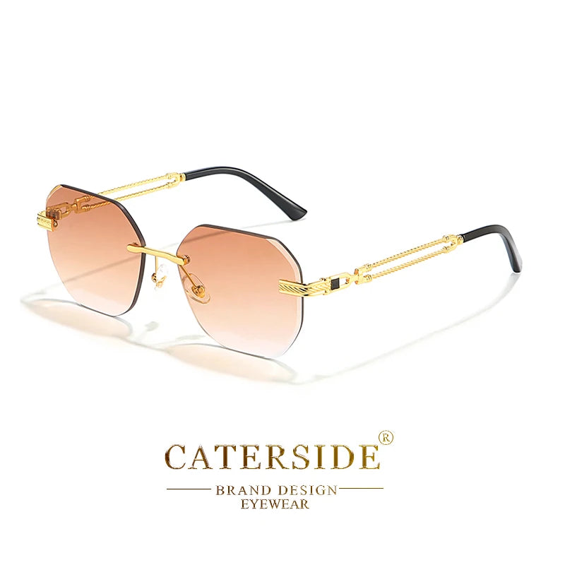 CATERSIDE Okulary Pilotki Bezramkowe Metalowe