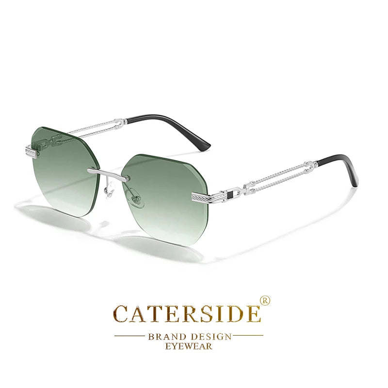 CATERSIDE Okulary Pilotki Bezramkowe Metalowe