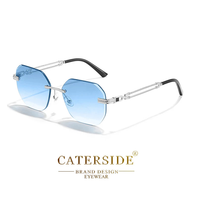 CATERSIDE Okulary Pilotki Bezramkowe Metalowe