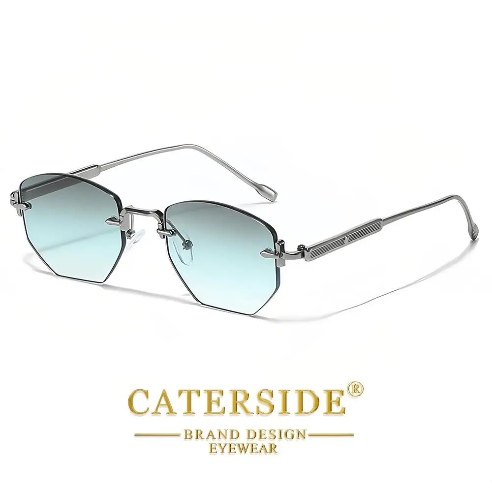 CATERSIDE Retro Y2K – Bezoprawkowe Okulary Przeciwsłoneczne Unisex z Ochroną UV400
