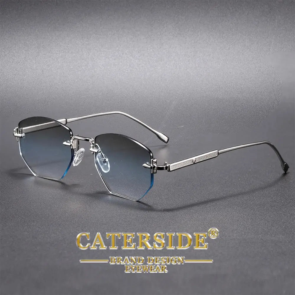 CATERSIDE Retro Y2K – Bezoprawkowe Okulary Przeciwsłoneczne Unisex z Ochroną UV400