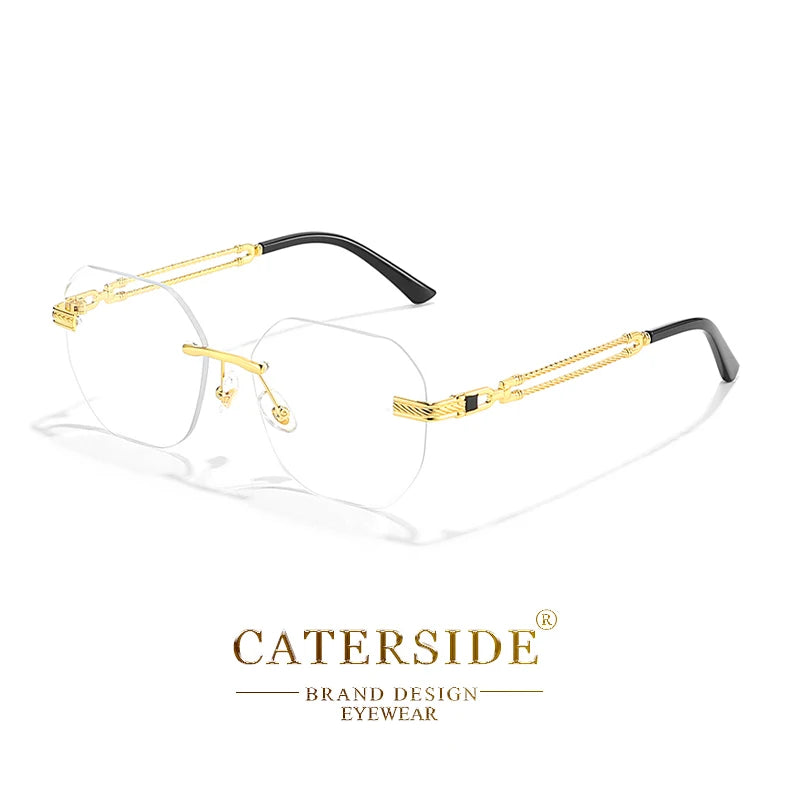 CATERSIDE Okulary Pilotki Bezramkowe Metalowe