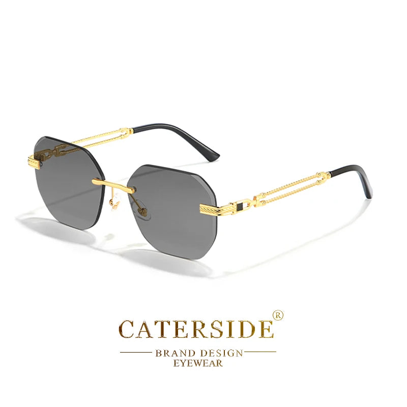 CATERSIDE Okulary Pilotki Bezramkowe Metalowe