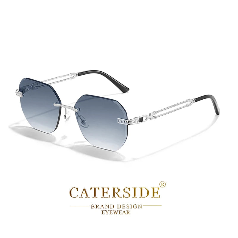 CATERSIDE Okulary Pilotki Bezramkowe Metalowe