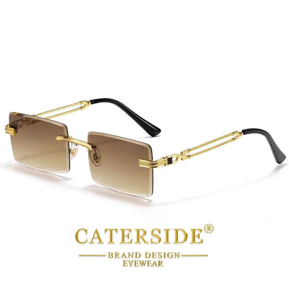 CATERSIDE Okulary Bezramkowe Prostokątne Punk UV400