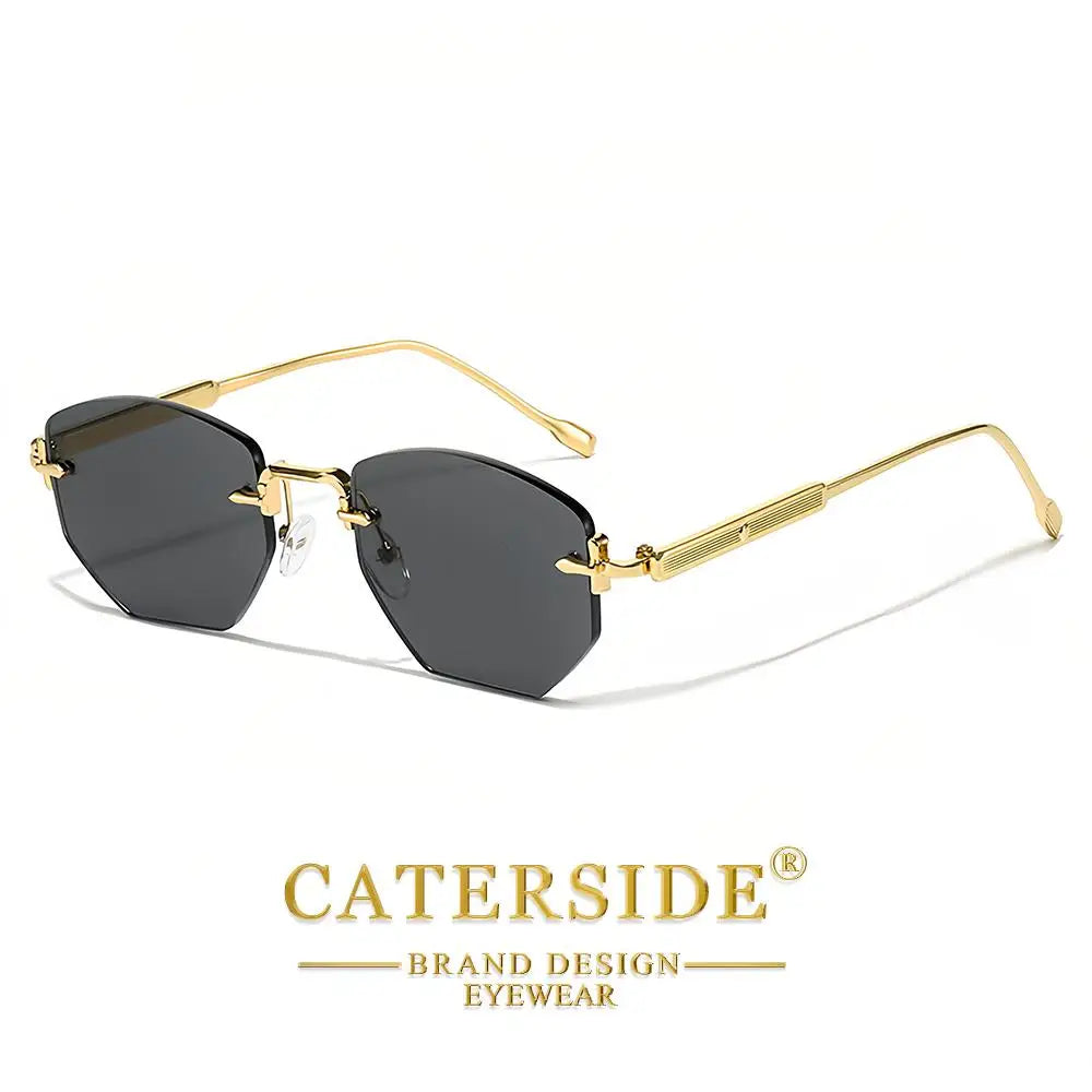 CATERSIDE Retro Y2K – Bezoprawkowe Okulary Przeciwsłoneczne Unisex z Ochroną UV400