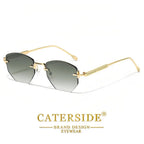 CATERSIDE Retro Y2K – Bezoprawkowe Okulary Przeciwsłoneczne Unisex z Ochroną UV400