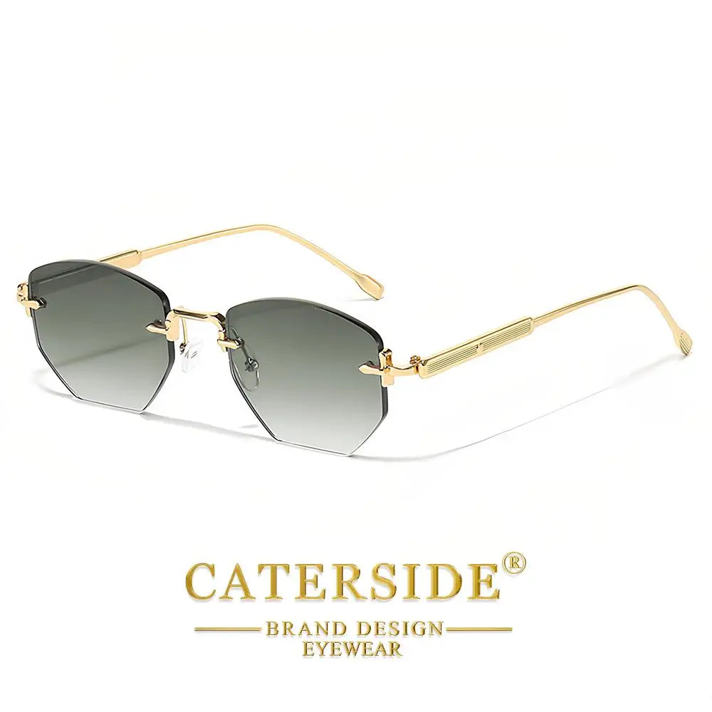 CATERSIDE Retro Y2K – Bezoprawkowe Okulary Przeciwsłoneczne Unisex z Ochroną UV400